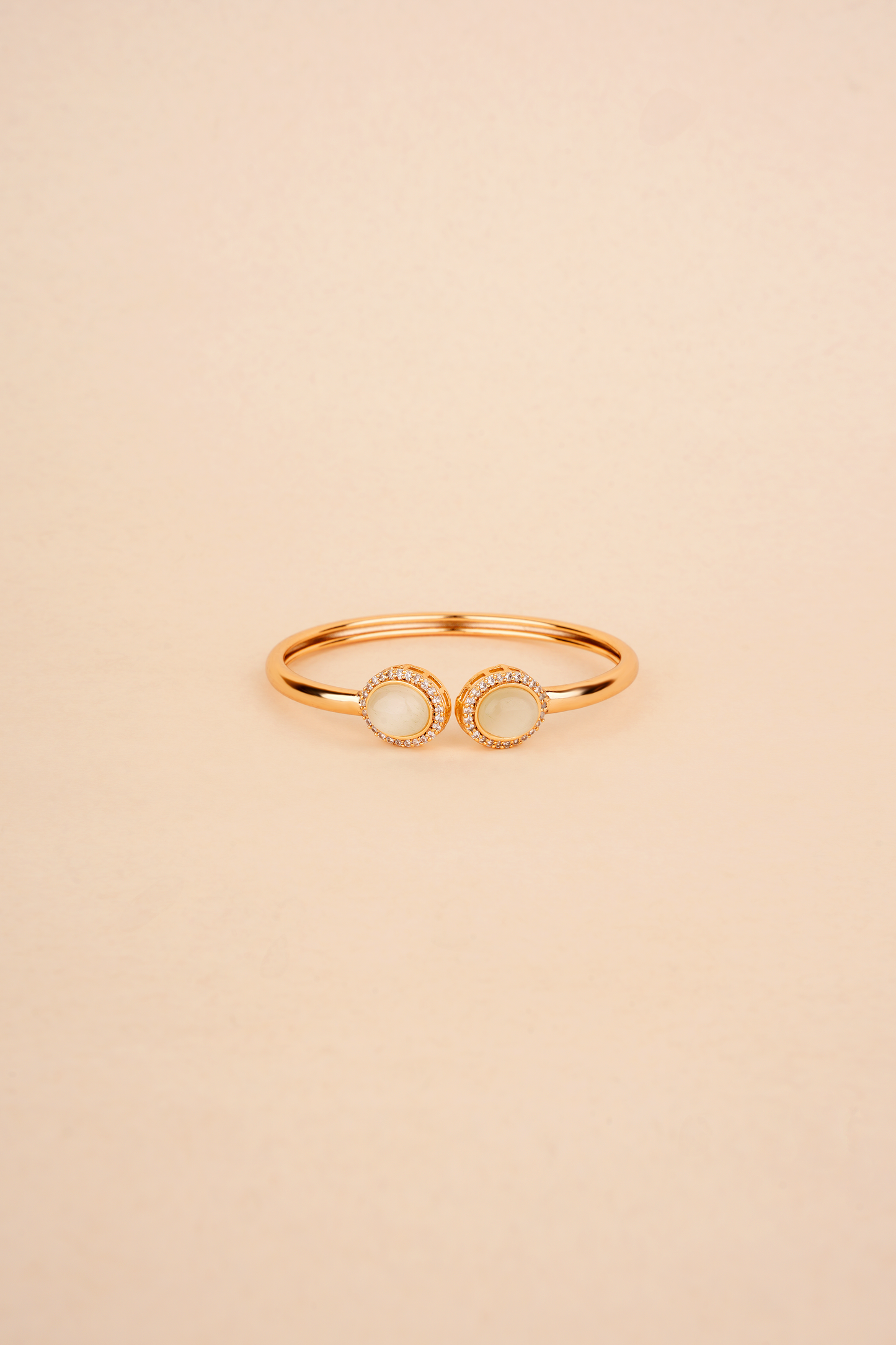 Heirloom Moonlit Aura – Dual Moonstone & Polki Open-Wrap Cuff Kada