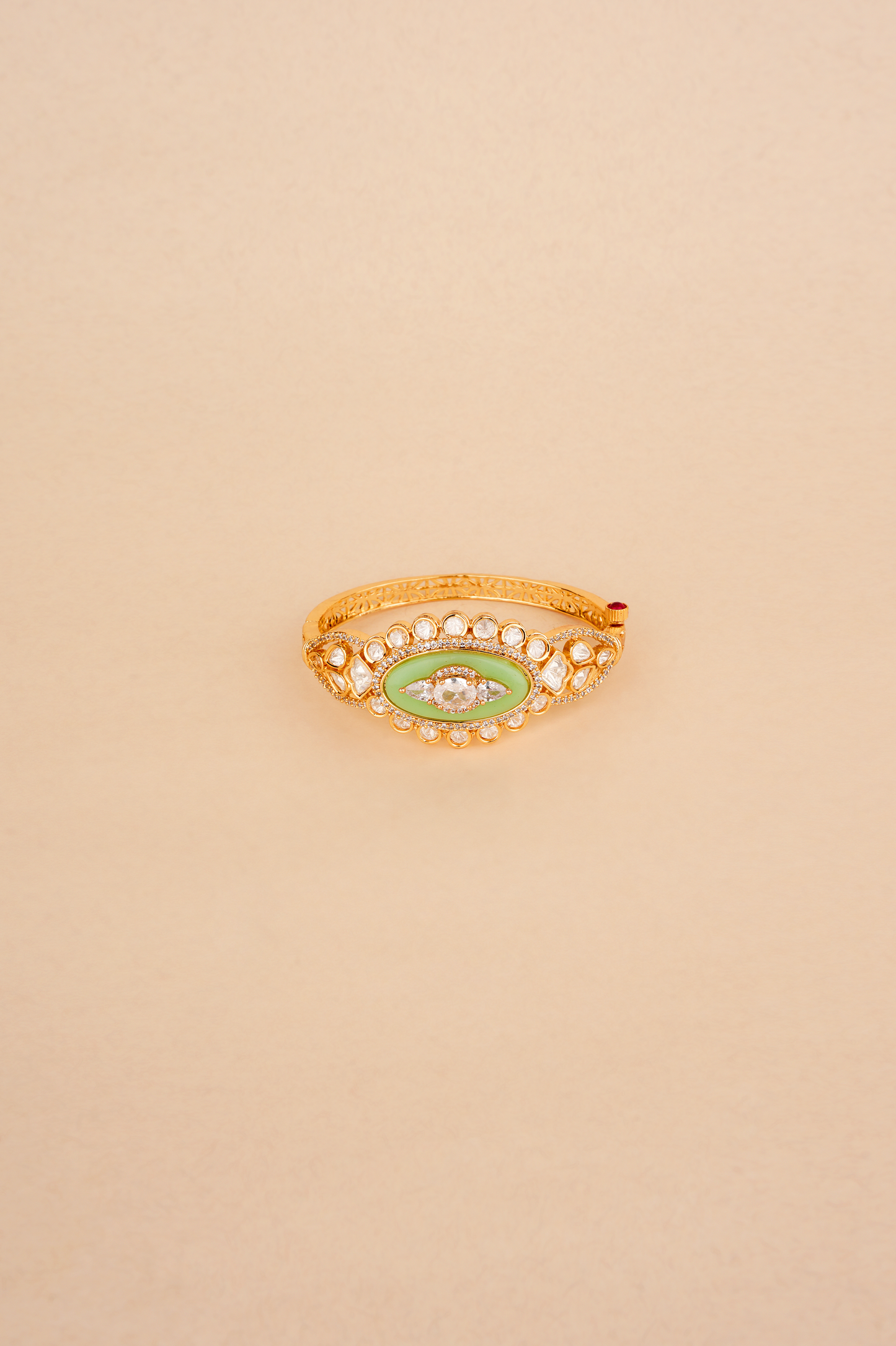 The Spring Mint and Polki Marquise Architectural Bracelet Kada