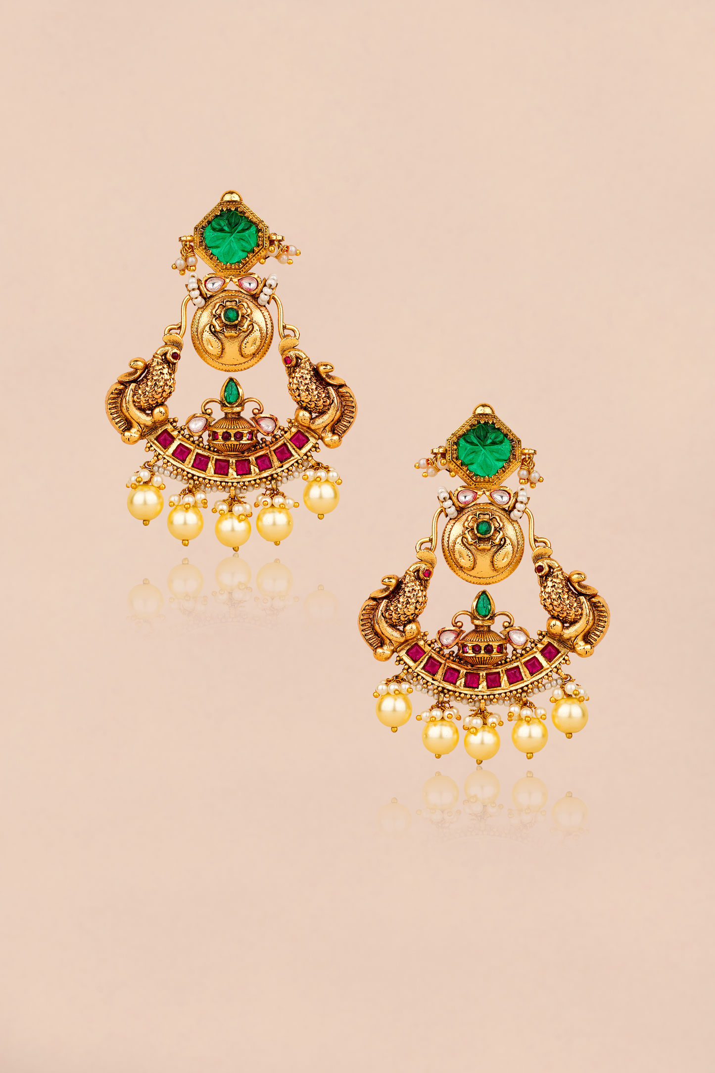 Imperial Peacock – Gold Plated Heritage Statement Earrings