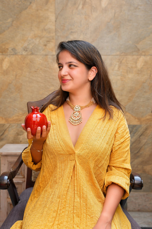 Chand-Bali Kundan Multi-Strand Choker – Pearl & Gold Bead Tiered Necklace with Floral Accents