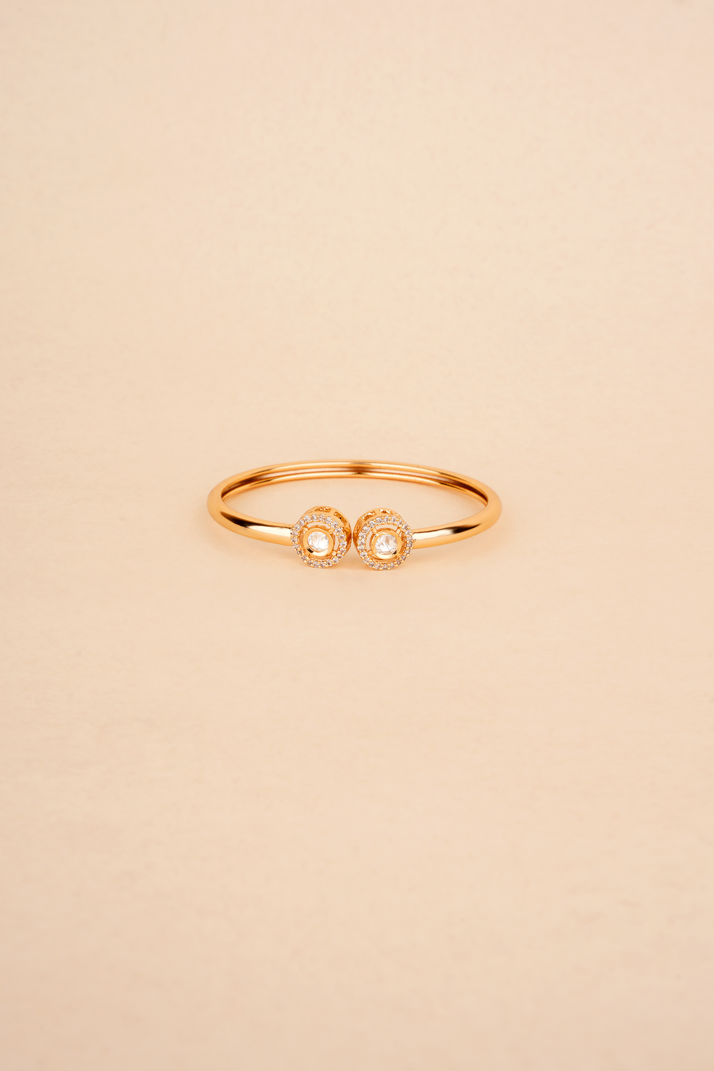 Heirloom Polki Twin – Circular Uncut Diamond Open-Front Kada