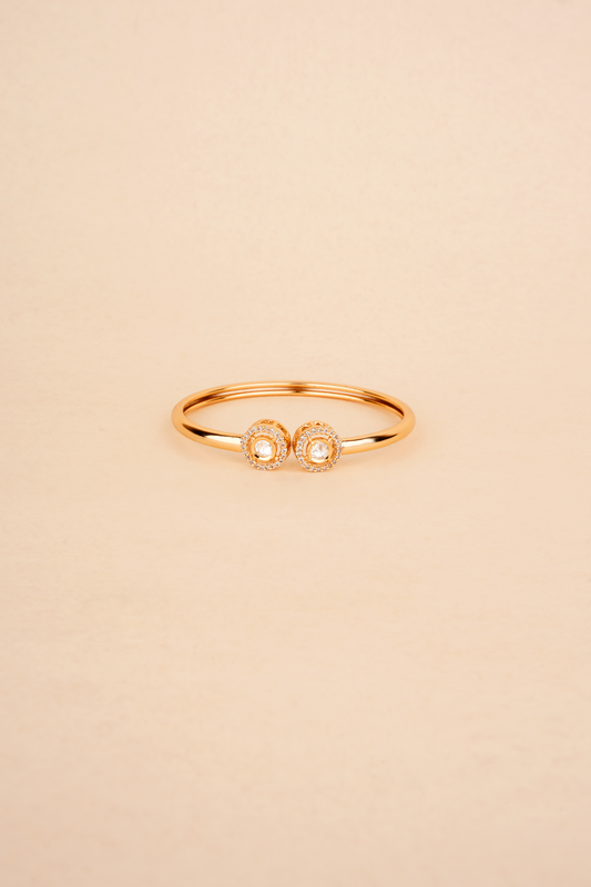 Heirloom Polki Twin – Circular Uncut Diamond Open-Front Kada