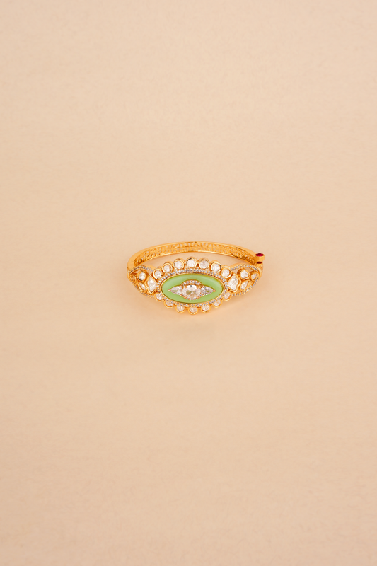 The Spring Mint and Polki Marquise Architectural Bracelet Kada