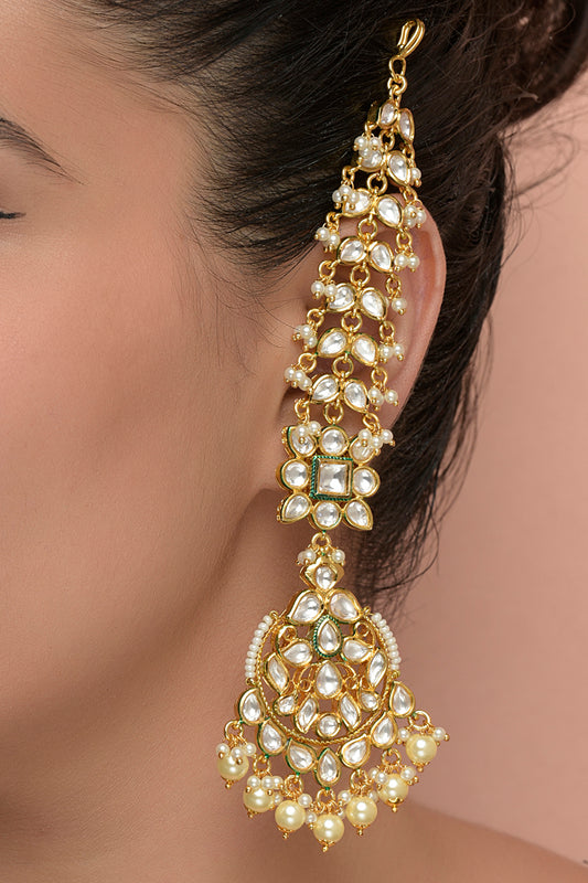 Swayambhu Sahara Kanti | 22kt Gold-Plated Polki & Pearl Heirloom Ear-Climber