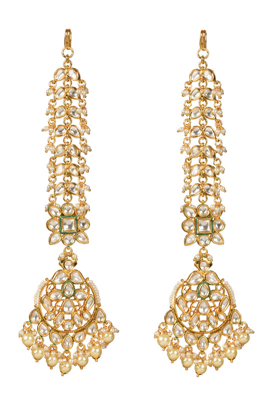 Swayambhu Sahara Kanti | 22kt Gold-Plated Polki & Pearl Heirloom Ear-Climber