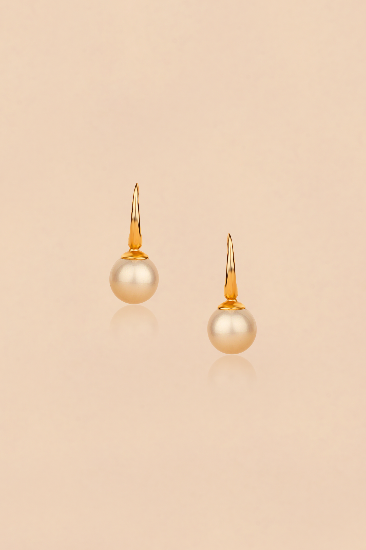Soma Lunar Pearl Drops – Minimalist Antique Gold-Finished Statement Earrings