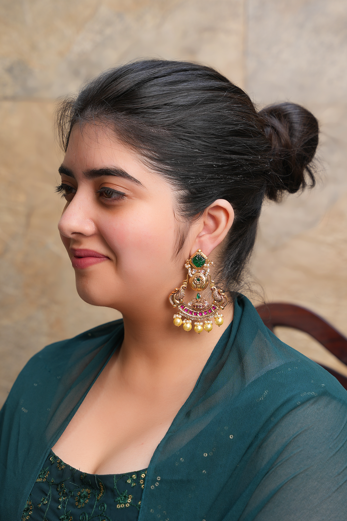 Imperial Peacock – Gold Plated Heritage Statement Earrings
